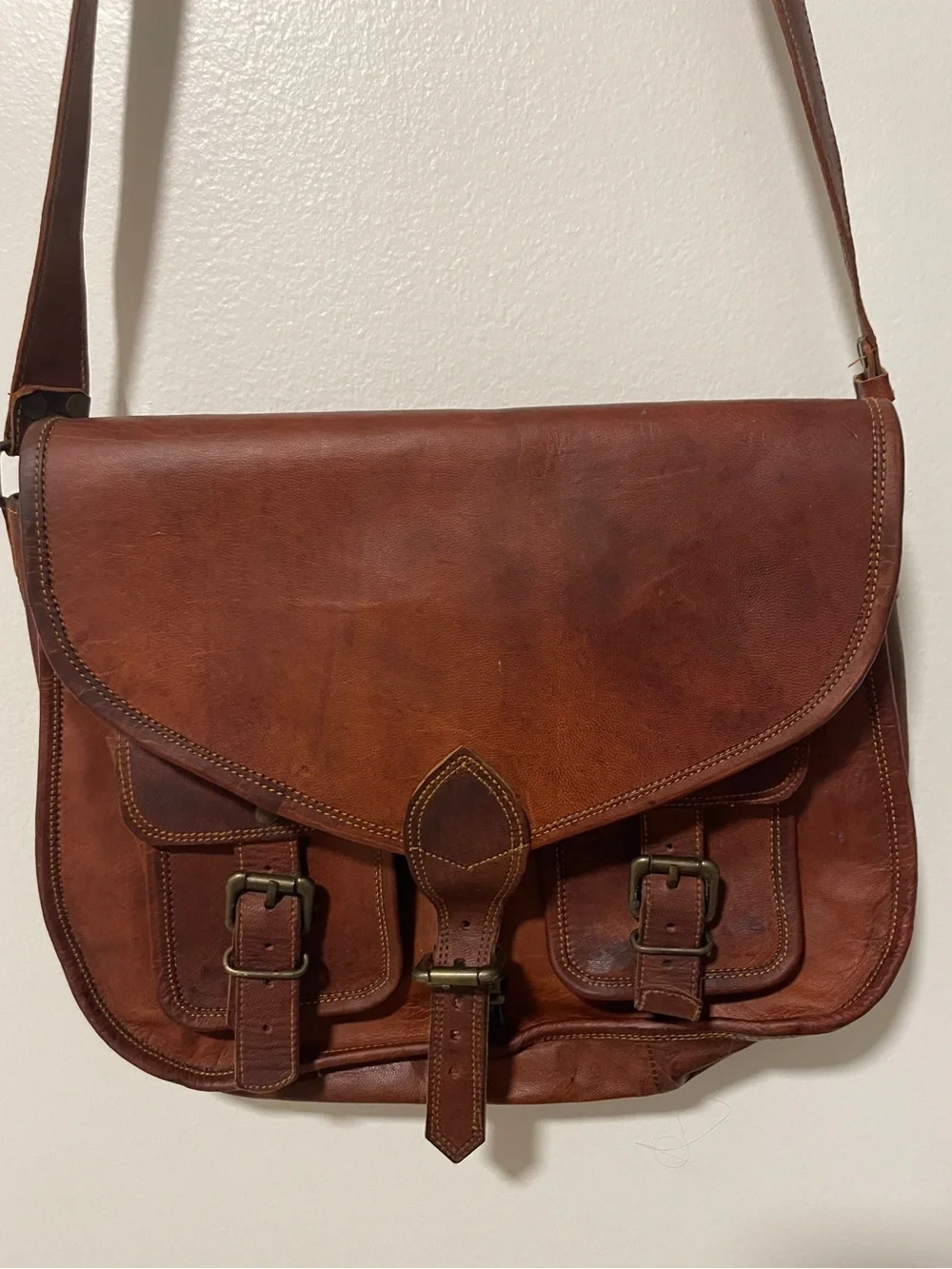 Brown Leather Messenger Bag Crossbody Satchel Briefcase Rustic Heritage academia